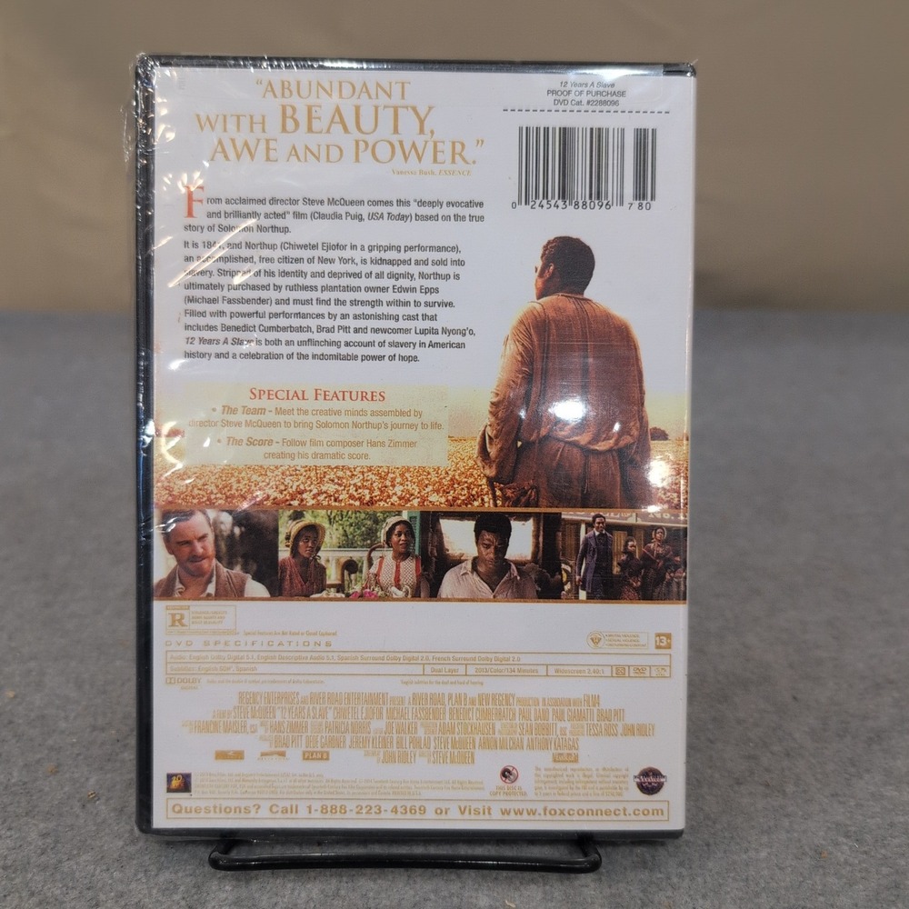 12 Years a Slave DVD Steve McQueen Chiwetel Ejiofor New Sealed Drama Movie - Picture 2 of 2